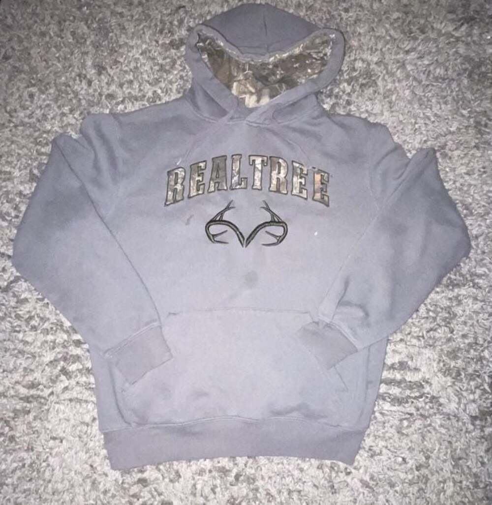 Realtree Gray Pullover Hoodie with Camo Logo and Hood Lining